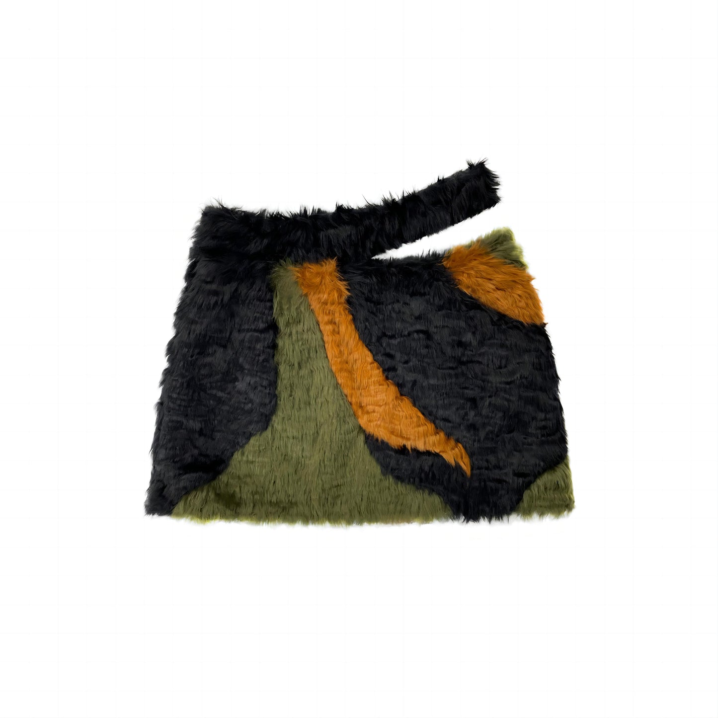Short woolen clash color patterned mini skirt