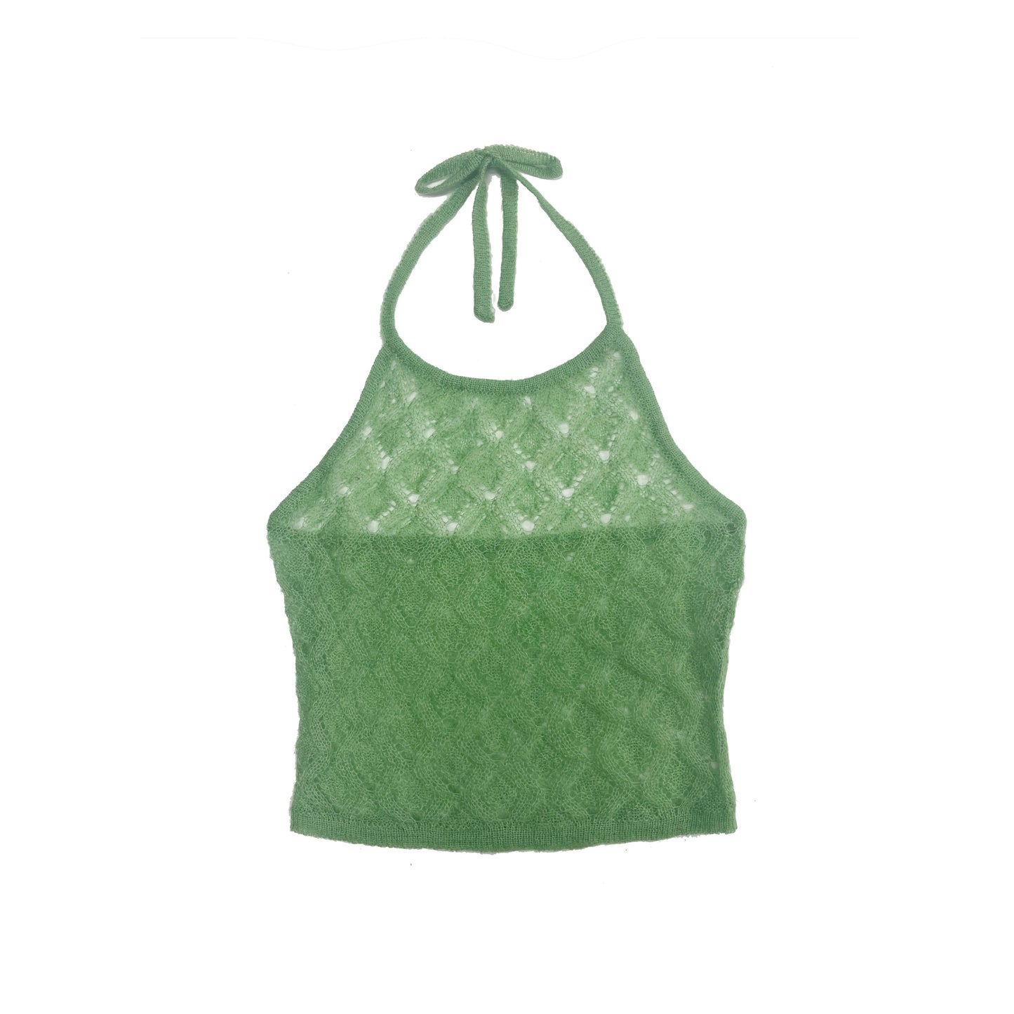 Diamond Grid Cutout Knit Halter Vest