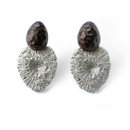 Li Realm Gilded Heart Kiss Earring Ebony Silver Palladium Plated