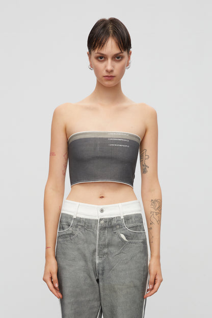 Digital print denim tube top