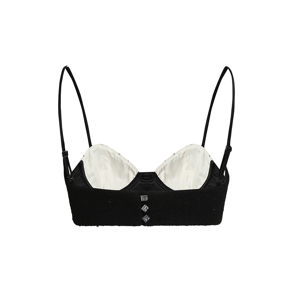 Stitched Rose Black and White Contrast Bustier
