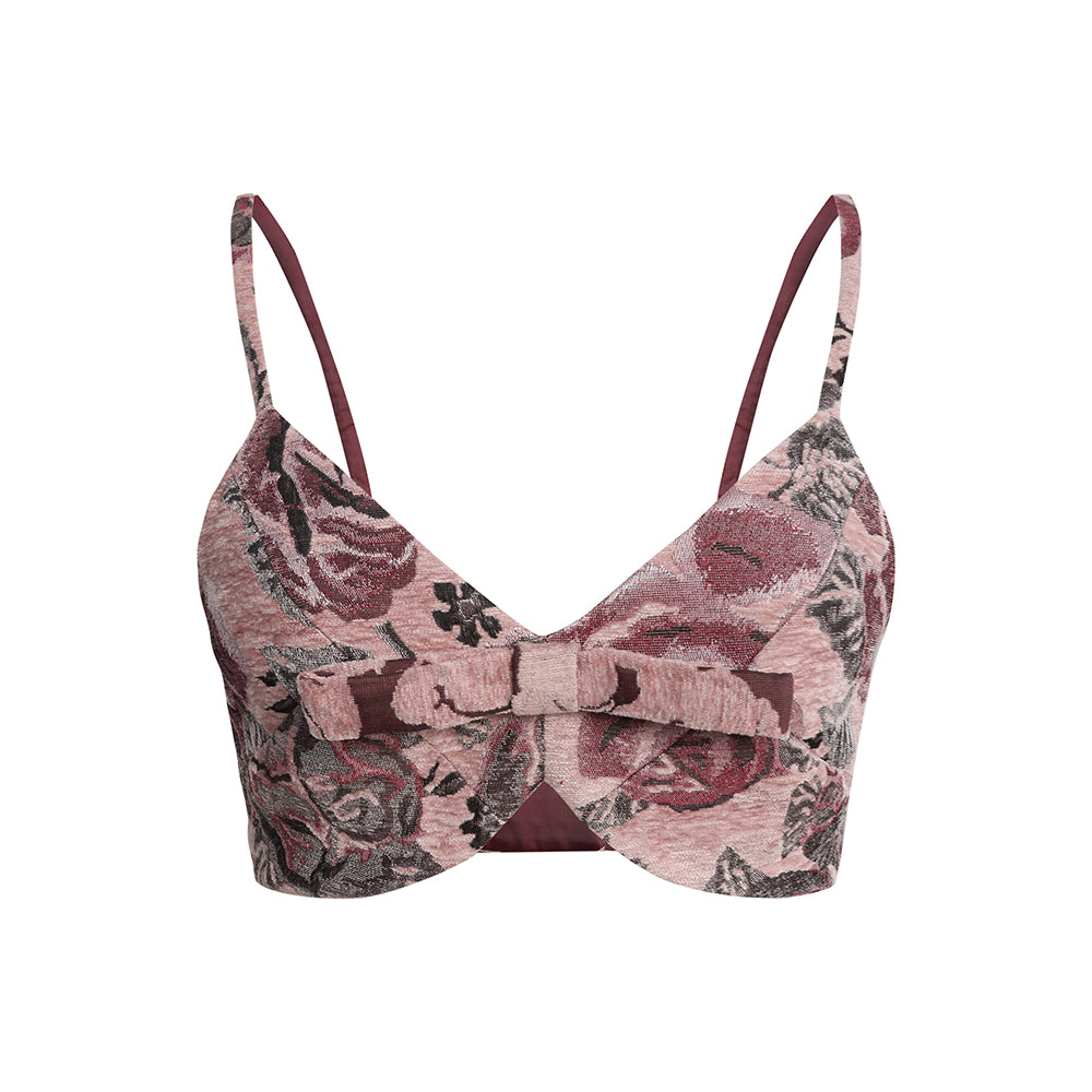 Butterfly Bow Embossed Double Strap Bustier