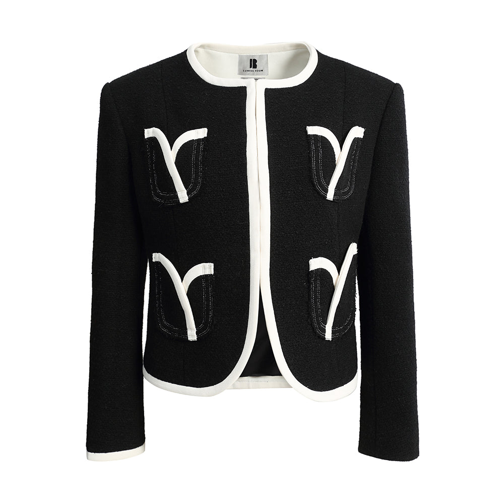 Petal Stitched Contrast Chanel-style Jacket