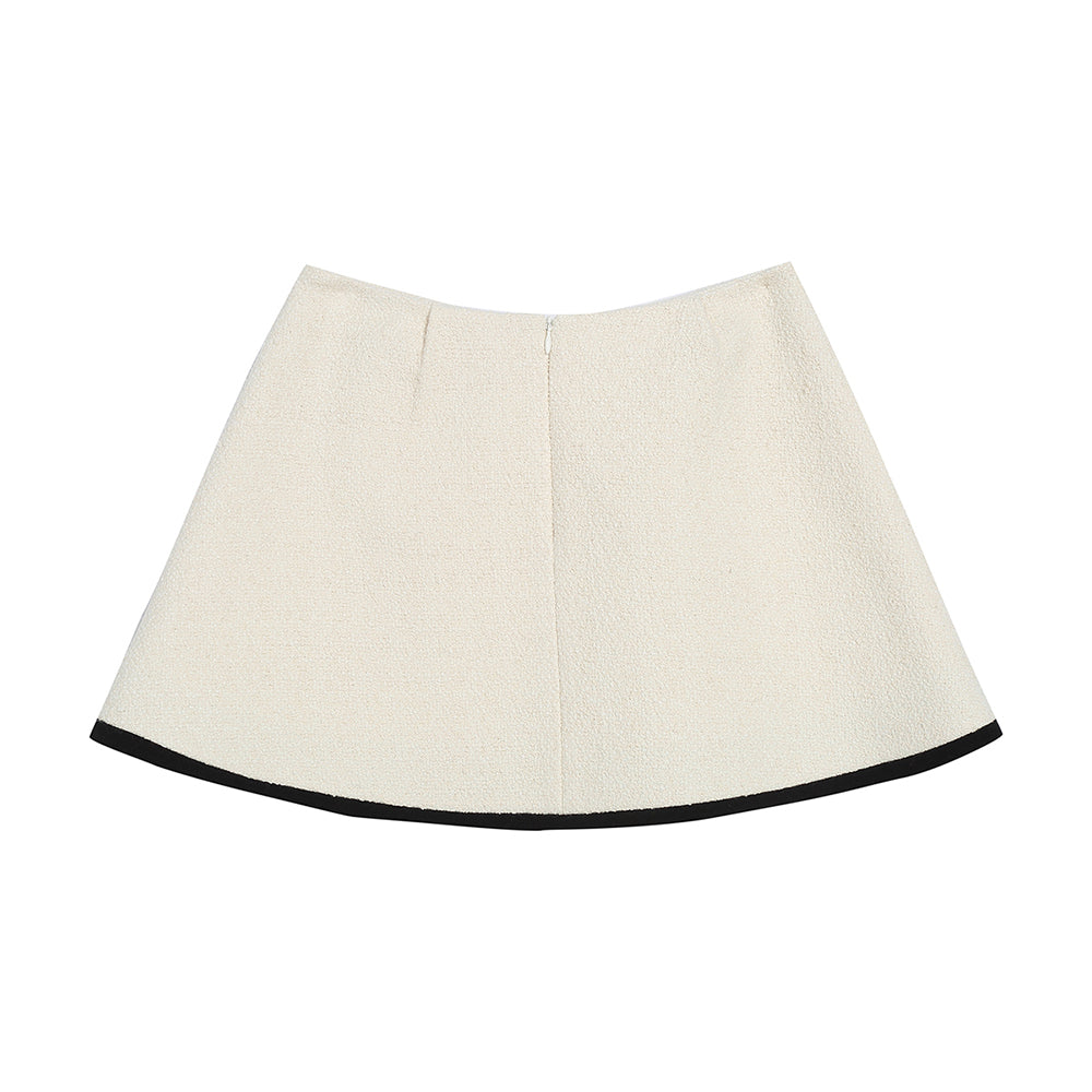 Black and White Contrast Small Fragrance A-line Mini Skirt