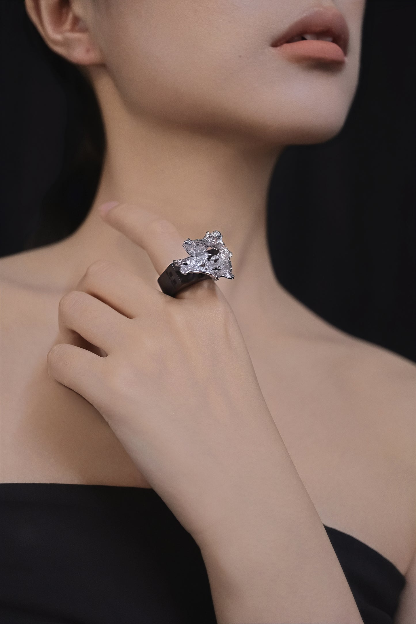 Endless Life Ebony Ring Silver