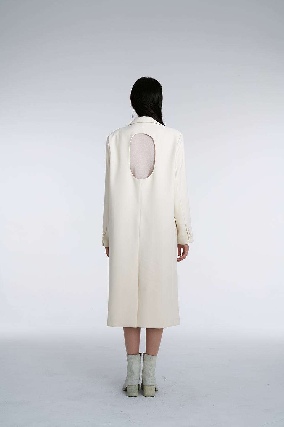 White Hollow Out Coat