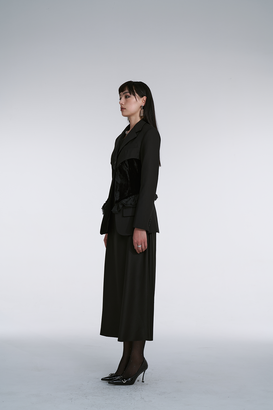 Black Acetate Long Skirt