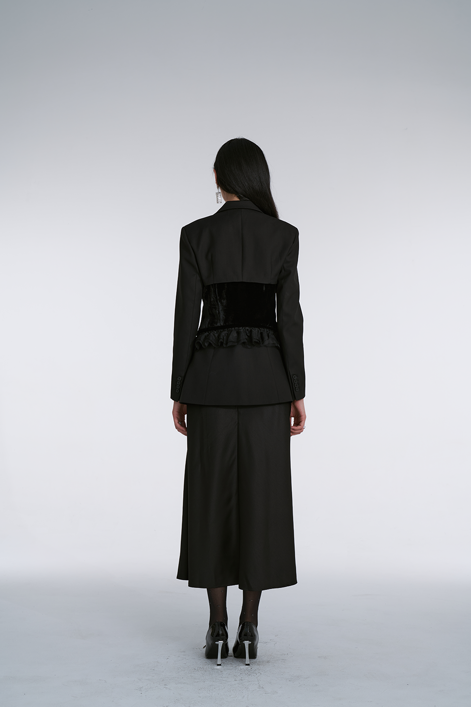 Black Acetate Long Skirt