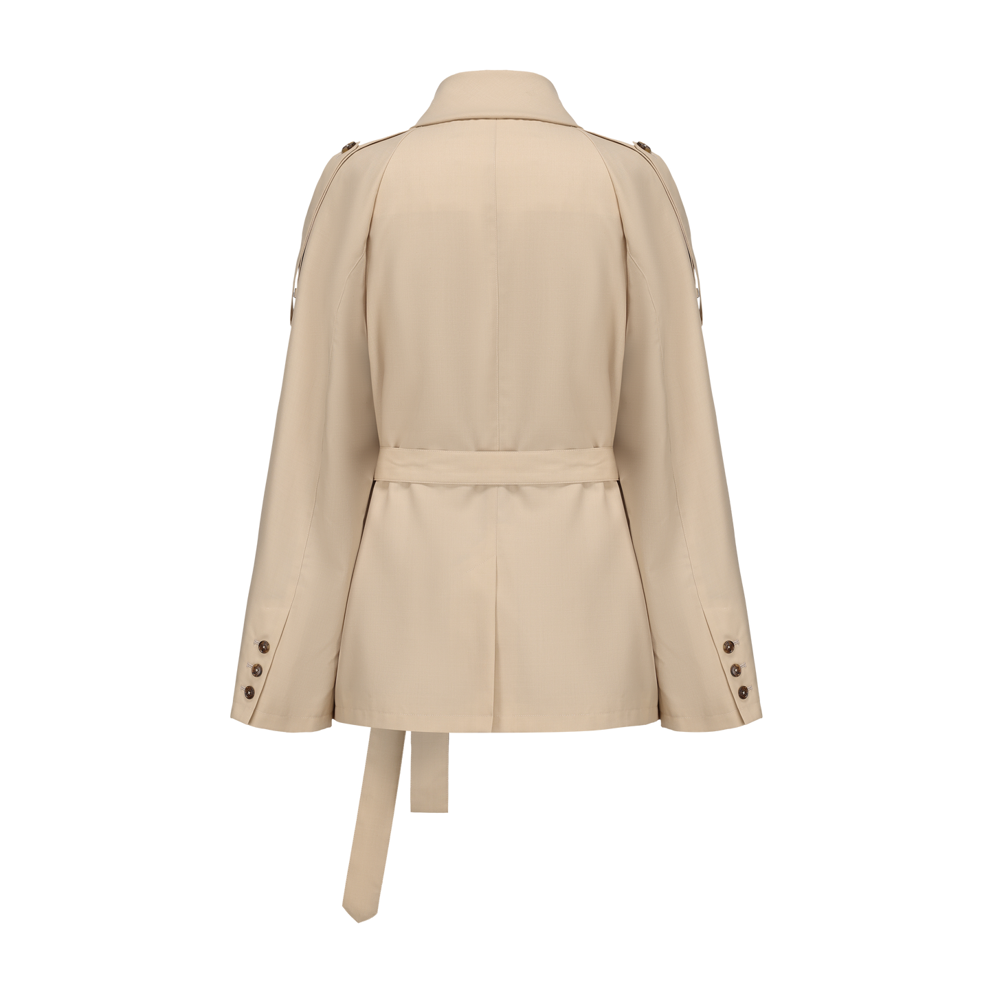 Asymmetric Shirt-Collar Wool Trench