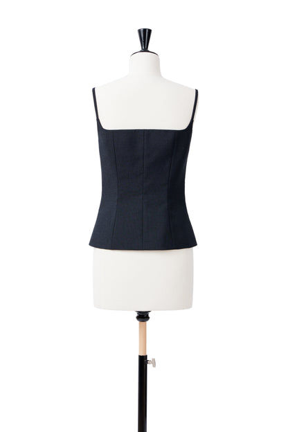 Navy Textured Strap Tank Top