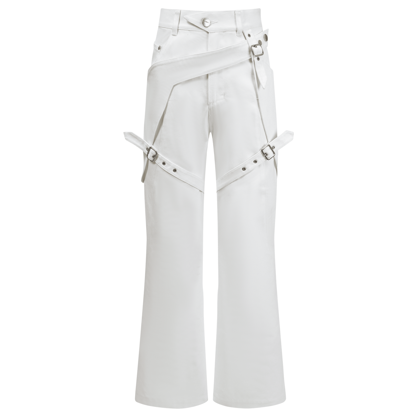 Belted layered jeans