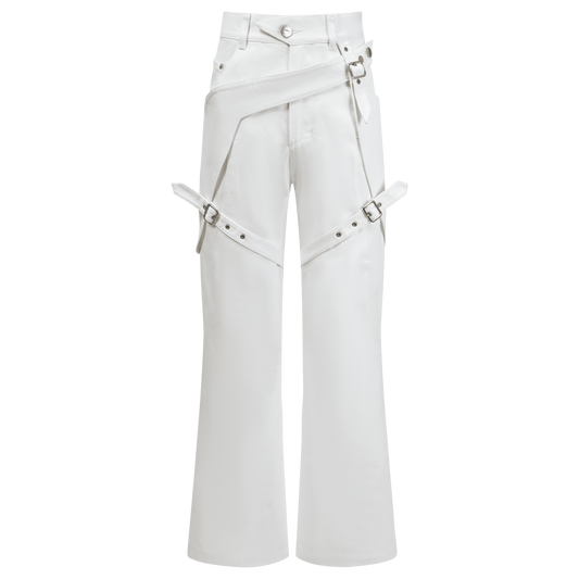 Belted layered jeans