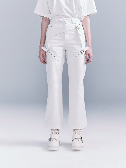 Belted layered jeans