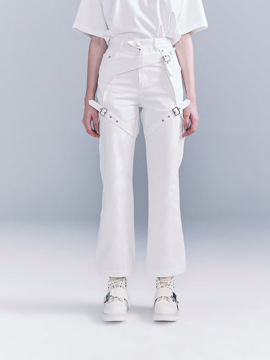 Belted layered jeans