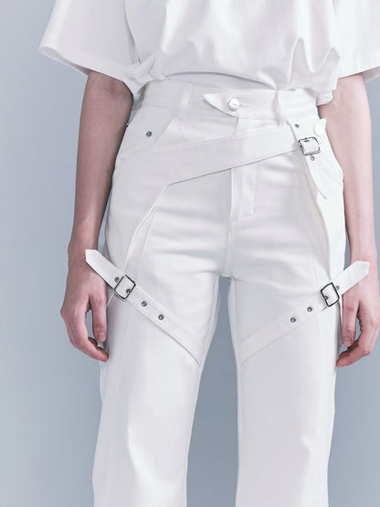 Belted layered jeans