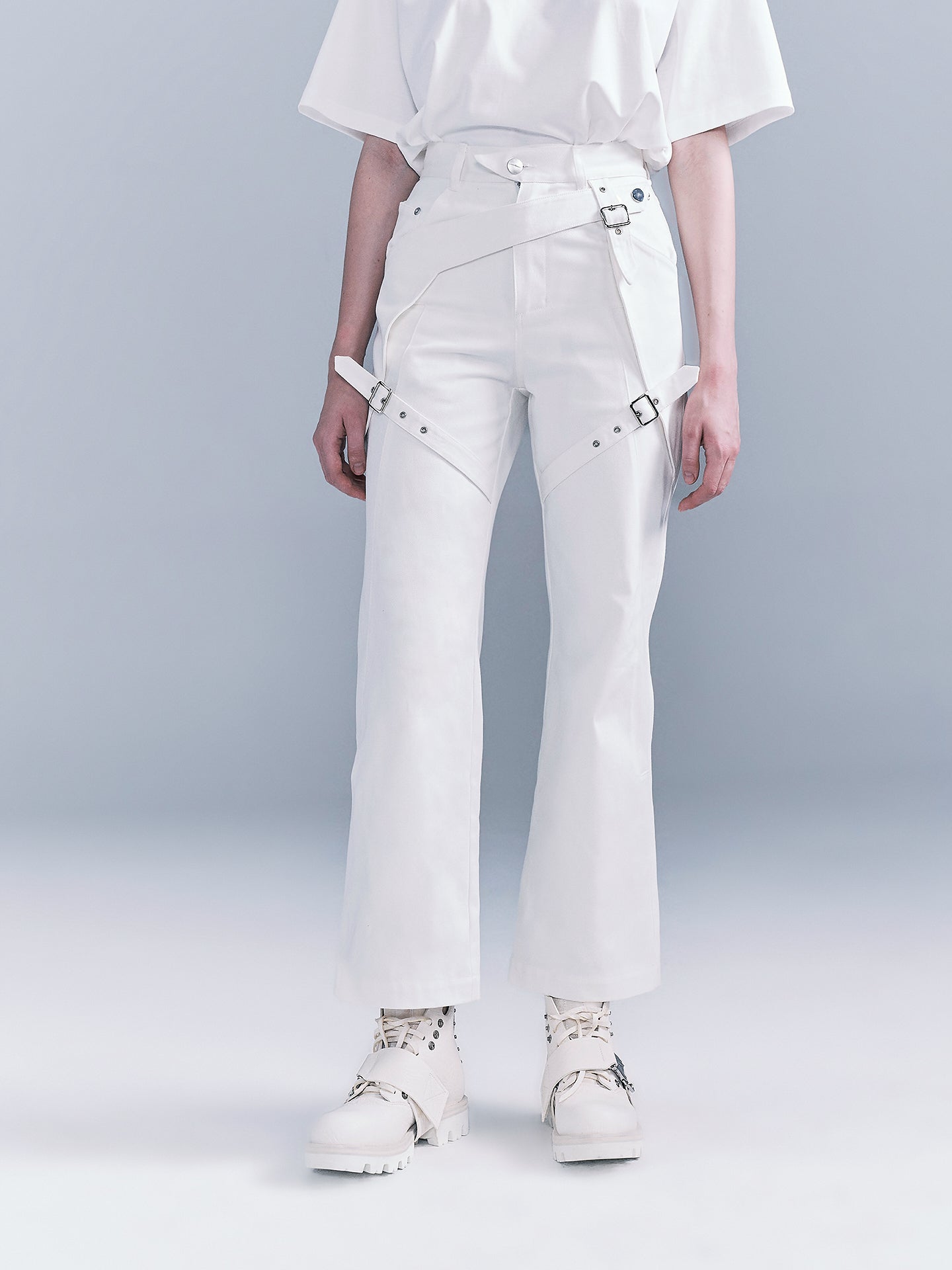 Belted layered jeans