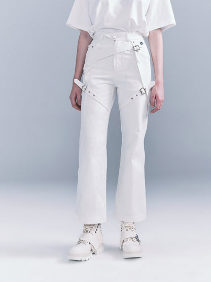 Belted layered jeans