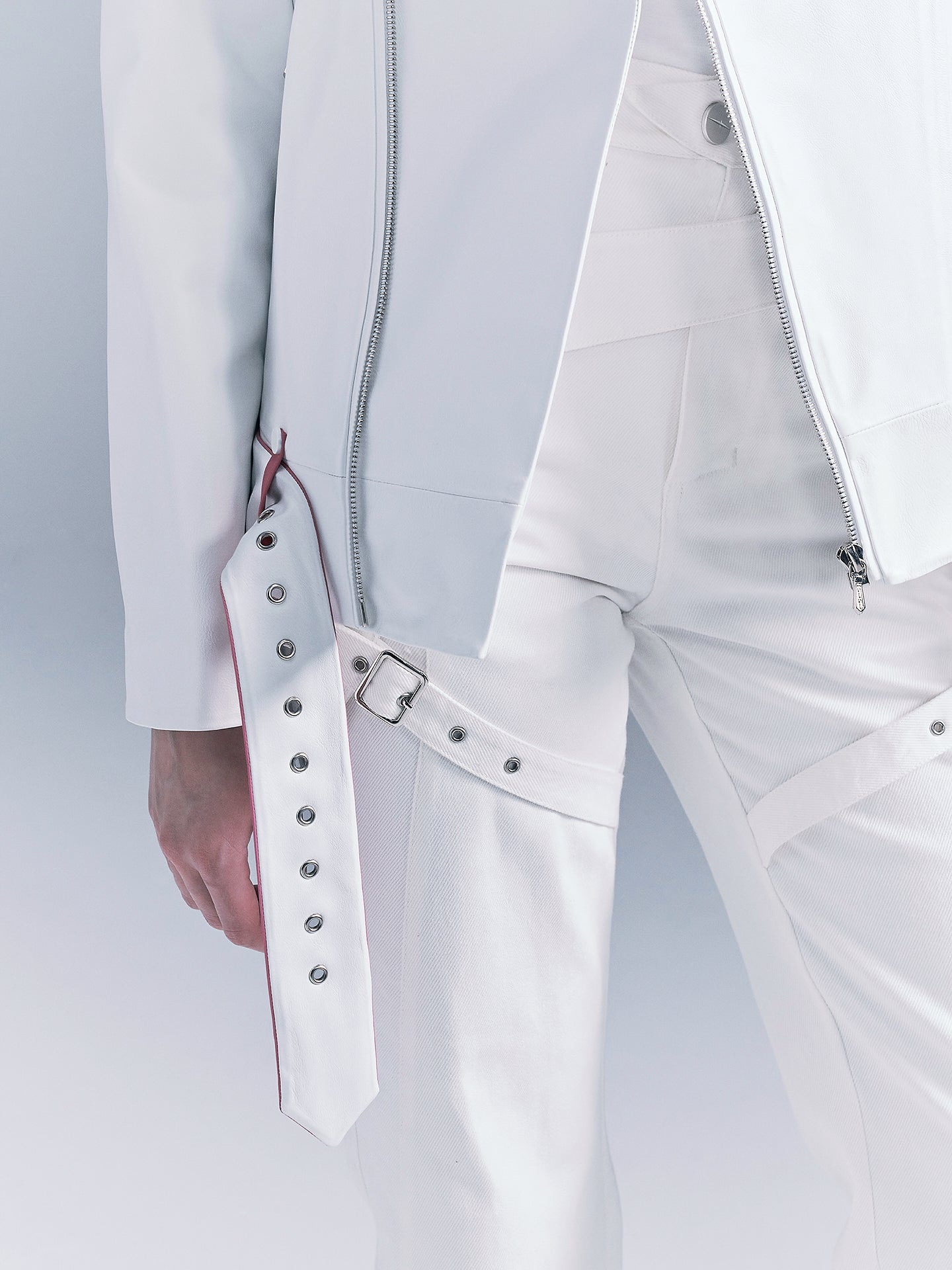 Belted layered jeans