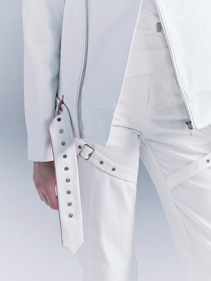 Belted layered jeans