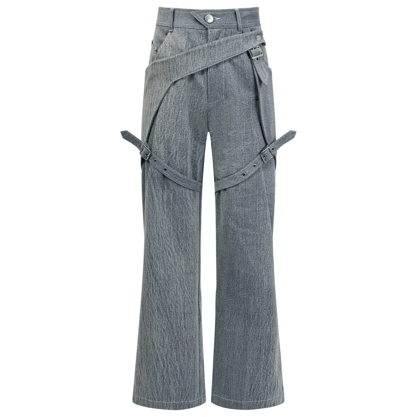 Belted layered jeans