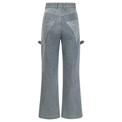 Belted layered jeans