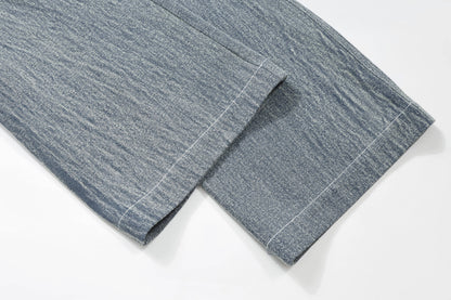 Belted layered jeans