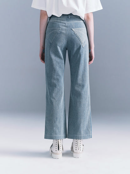 Belted layered jeans