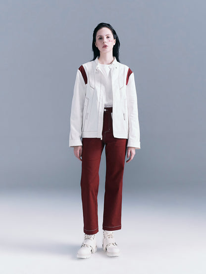 Color-blocked denim jacket