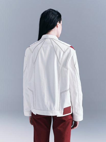 Color-blocked denim jacket