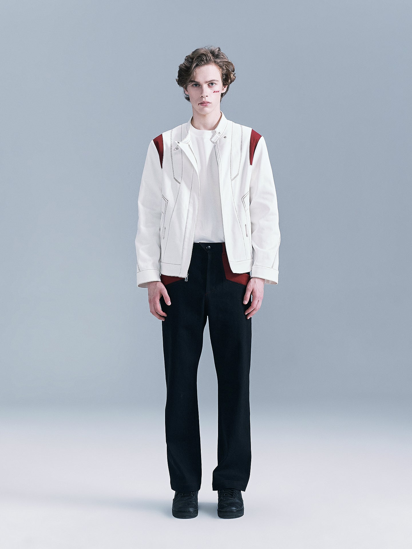 Color-blocked denim jacket