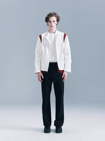 Color-blocked denim jacket