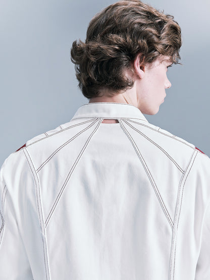 Color-blocked denim jacket