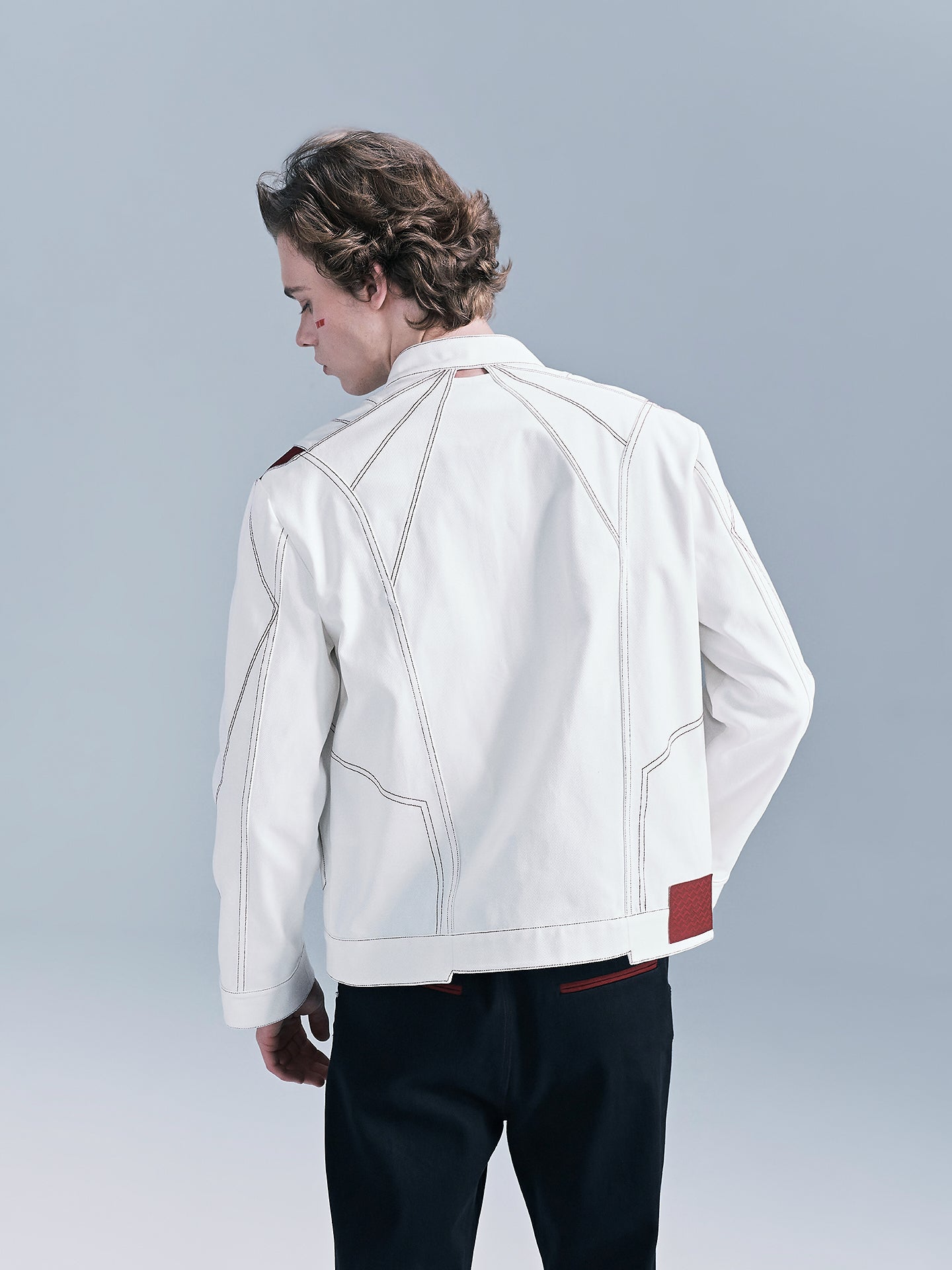 Color-blocked denim jacket