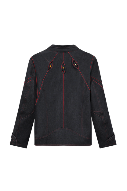 Back three-eyed denim jacket