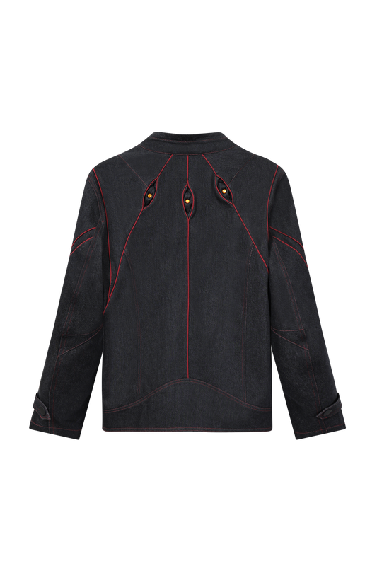 Back three-eyed denim jacket