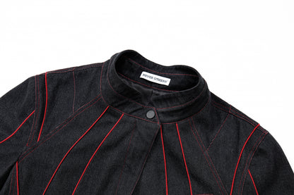 Back three-eyed denim jacket