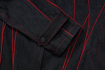 Back three-eyed denim jacket