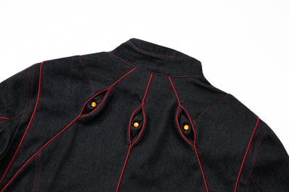 Back three-eyed denim jacket
