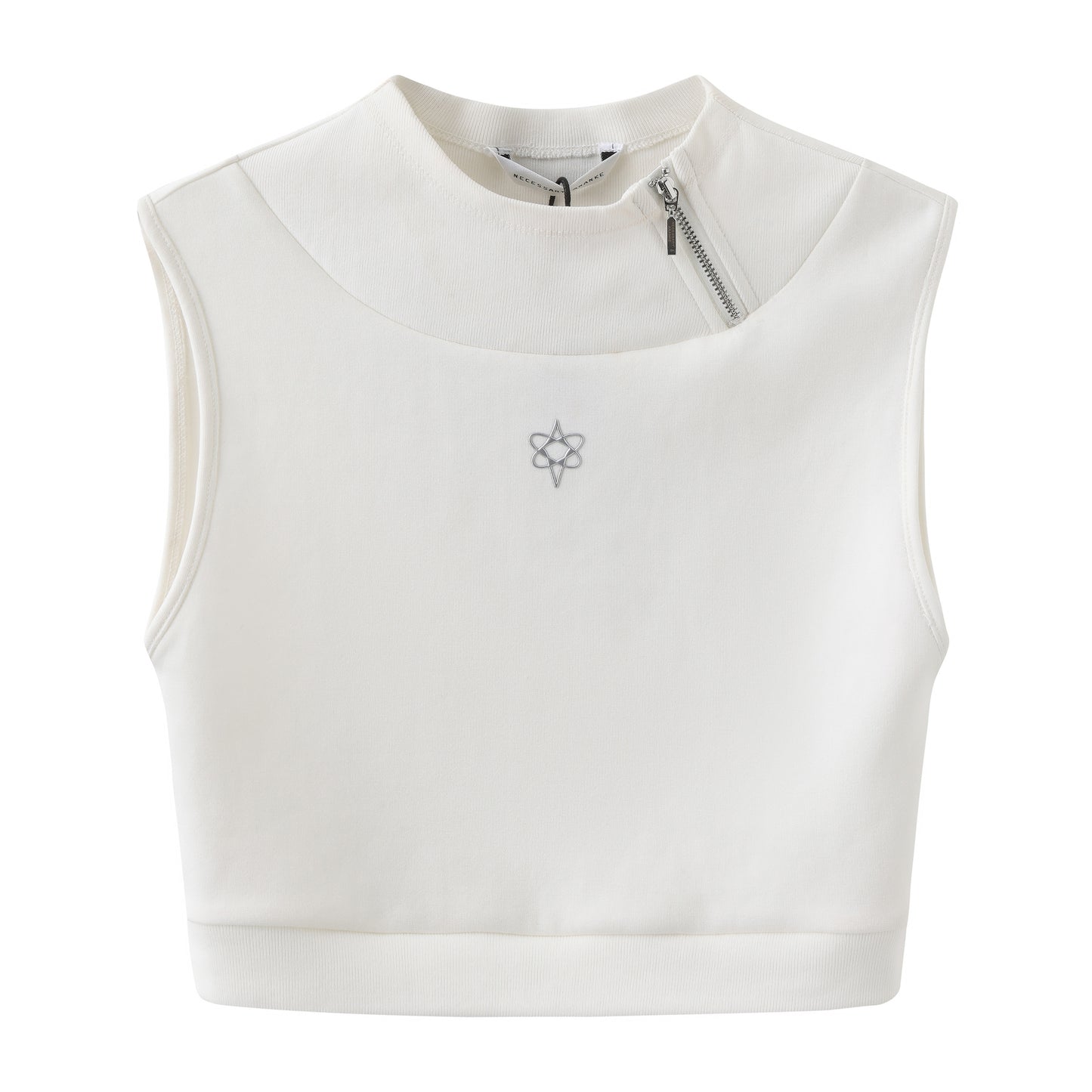 White LOGO zip ribbed vest