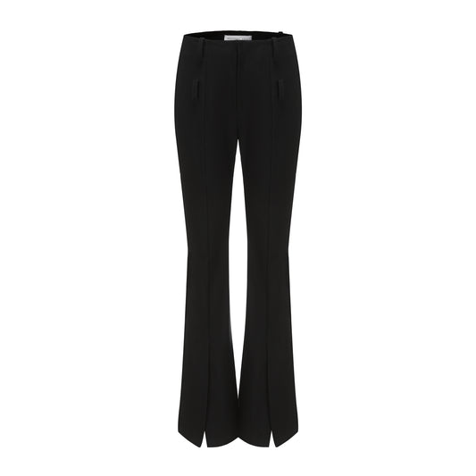 Black Flared Stretchy Split Pants