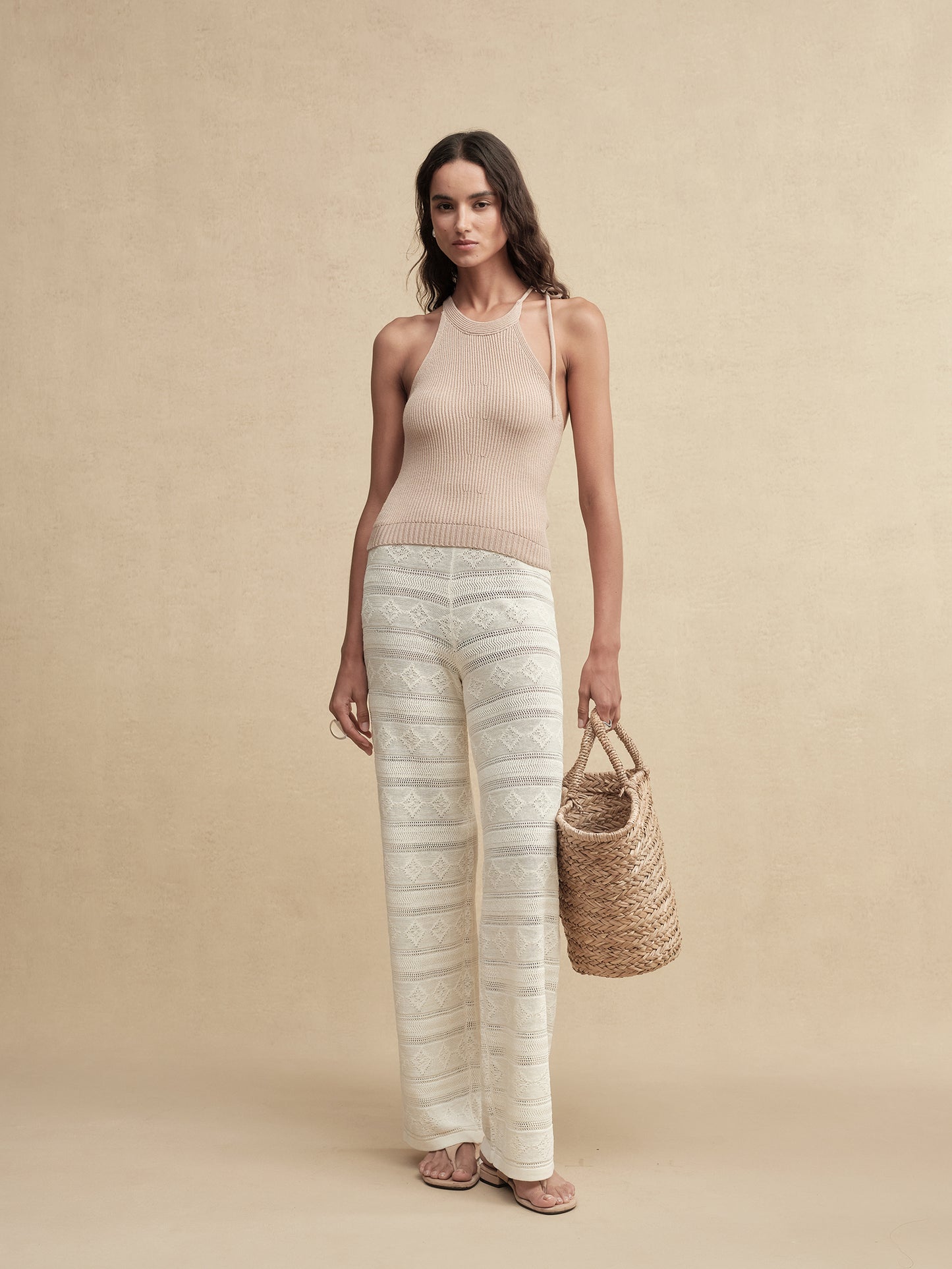 Timeless Capsule Wool-Blend Tie-Neck Knit Tank Top
