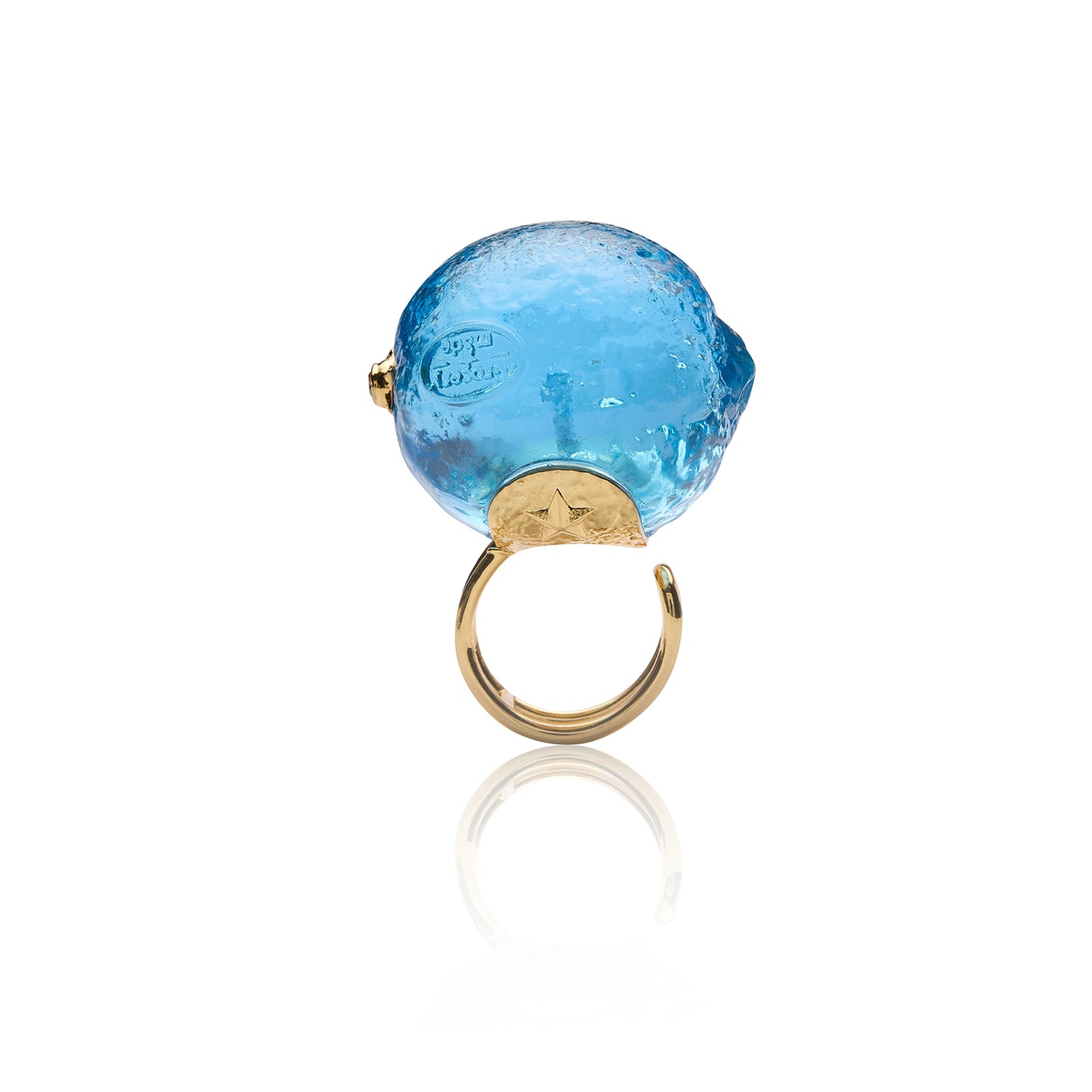 Candy Lemon Statement Ring (Translucent Blue)