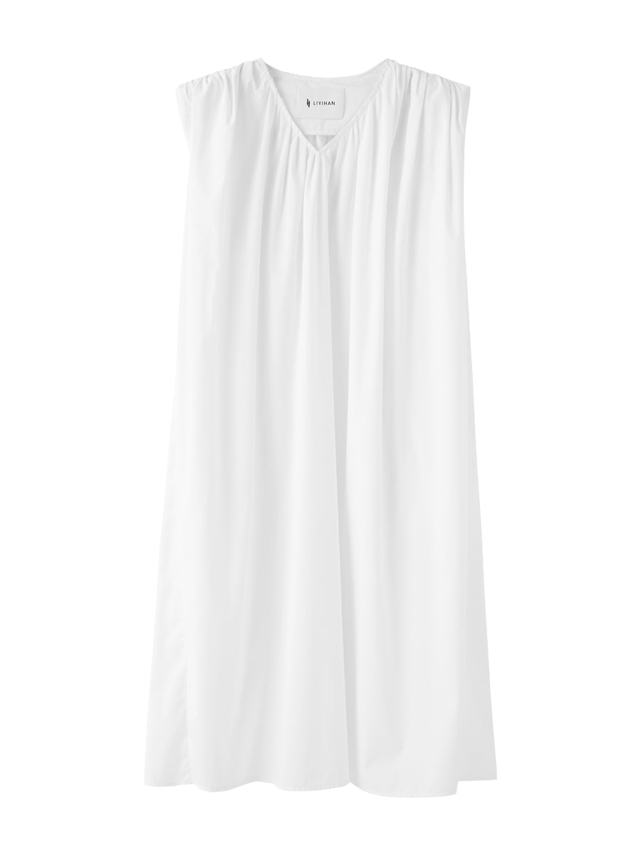 Pleated Wide Shoulder Dress