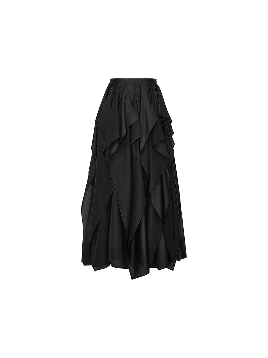 Page-Spliced Long Midi Skirt