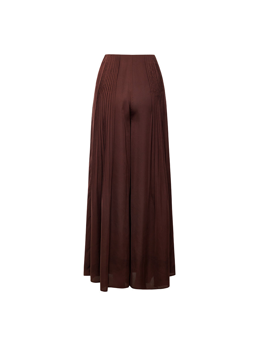 Pleated Wide-Leg Long Pants