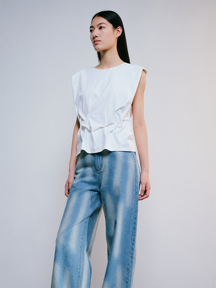 Pleated Shoulder Pad T-shirt