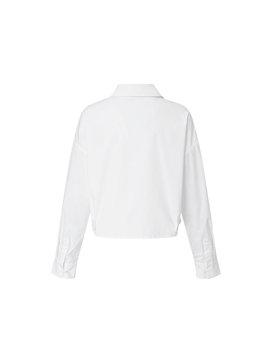 Cropped Mandarin Collar Shirt