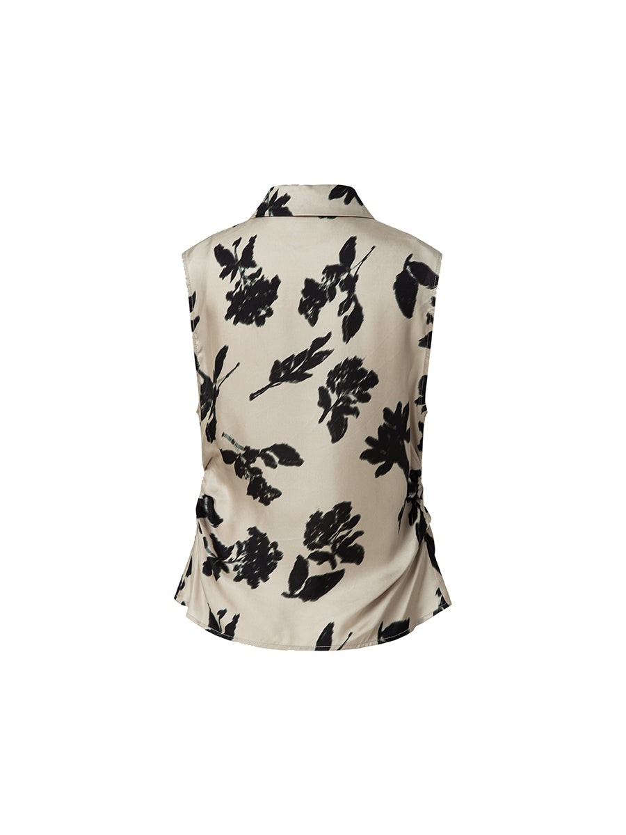 Printed Cupro Sleeveless Shirt