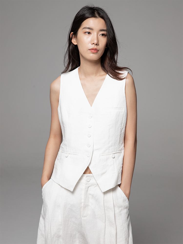 Linen Cropped Vest