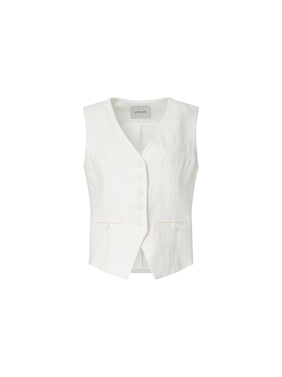 Linen Cropped Vest